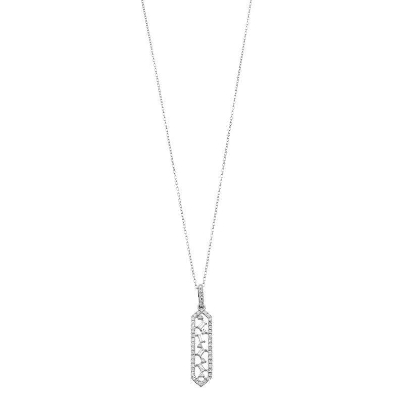 Ava Blue 14k White Gold 3/8 Carat T.W. Diamond Art Deco Pendant Necklace, Womens Product Image