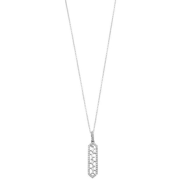 Ava Blue 14k White Gold 3/8 Carat T.W. Diamond Art Deco Pendant Necklace, Womens Product Image