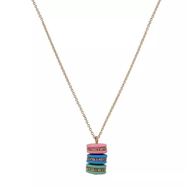 Gold Tone Macaron Pendant Necklace, Womens Product Image