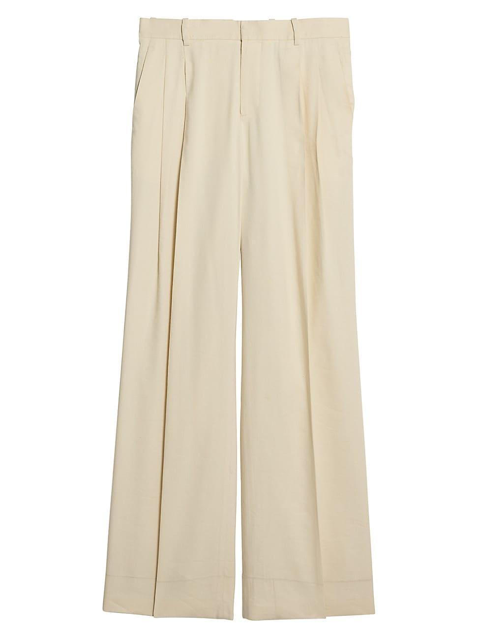 Womens Linen-Blend Pleated Trousers Product Image