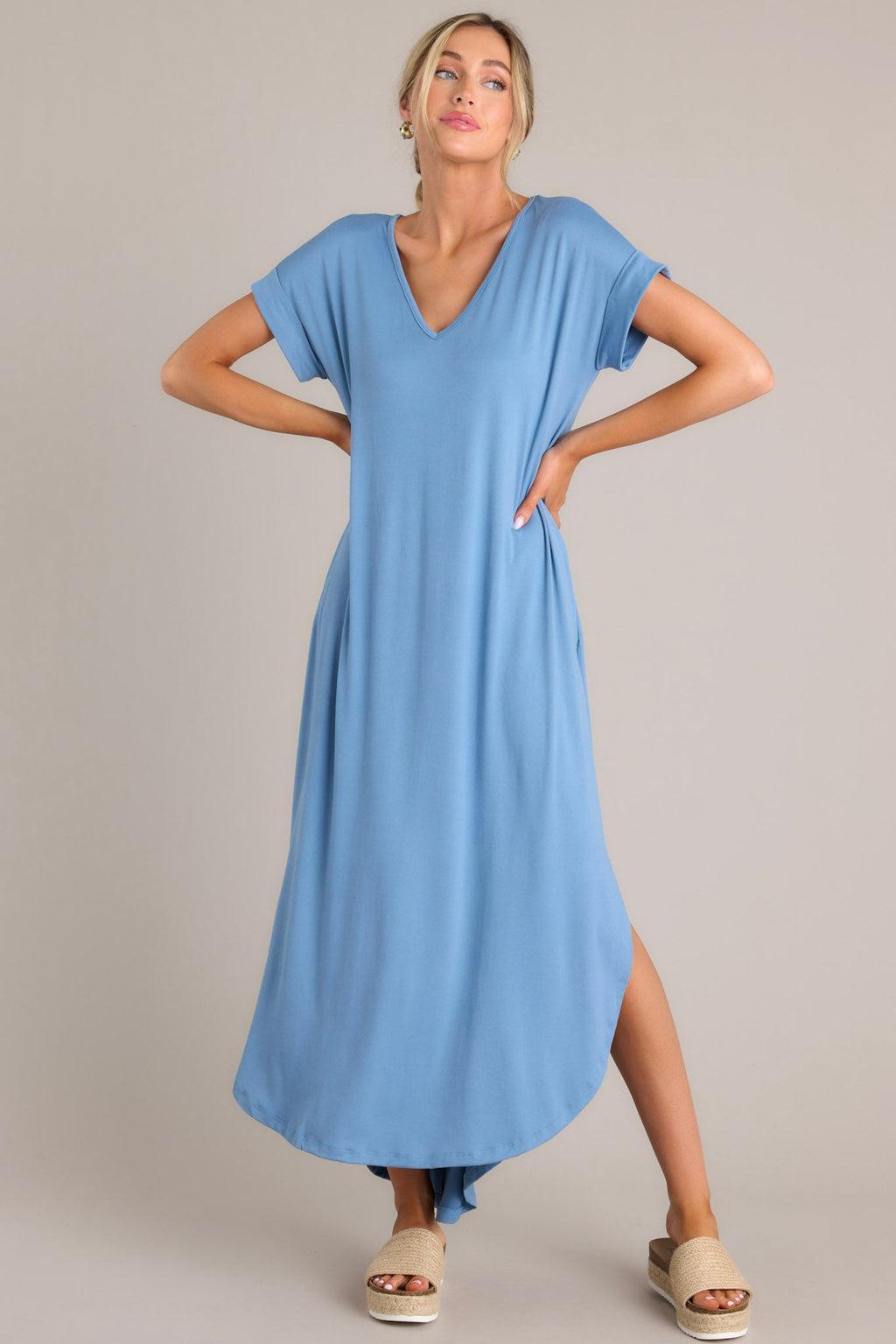 Always The Same Thing Slate Blue Dress Product Image