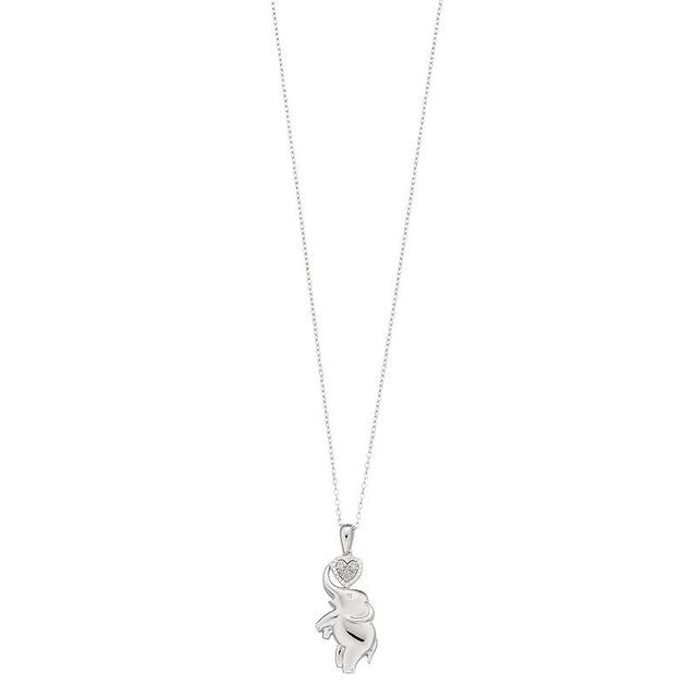 Diamond Facets Sterling Silver 1/20 Carat T.W. Diamond Elephant Heart Necklace, Womens Product Image