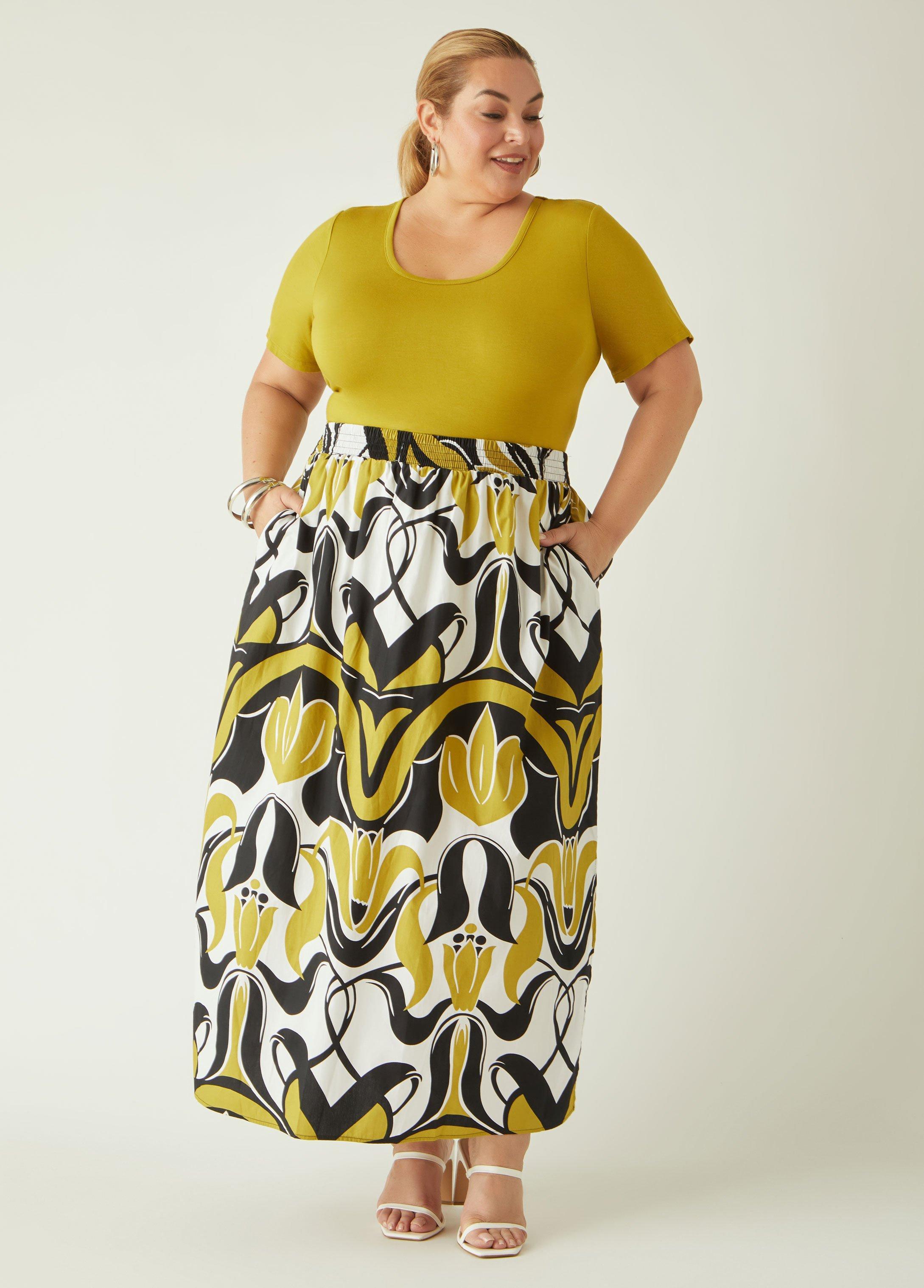 Printed Cotton Blend Maxi Skirt Product Image