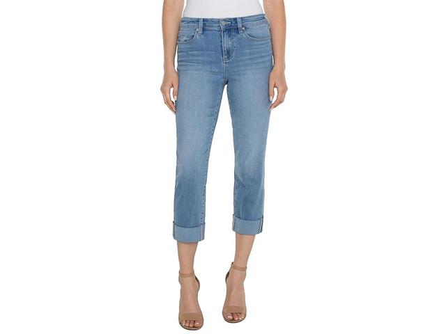 Liverpool Los Angeles Charlie Mid Rise Crop Wide Rolled Cuff Crosshatch Denim (Abbot Kinney) Women's Jeans Product Image