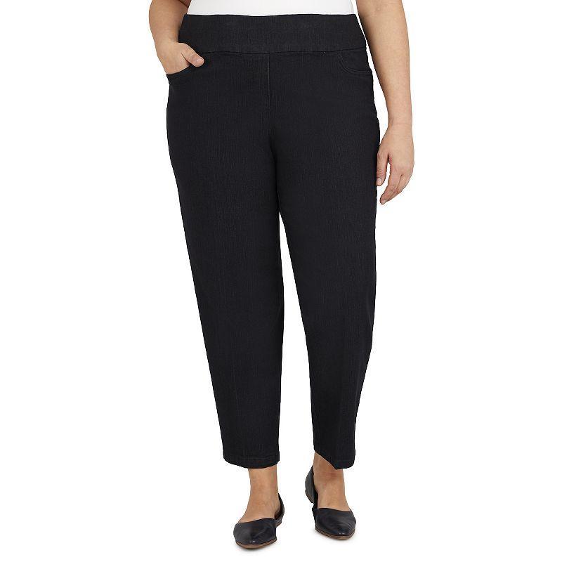 Plus Size Alfred Dunner Classics Pull-On Straight-Leg Denim Pants, Womens Dark Blue Product Image