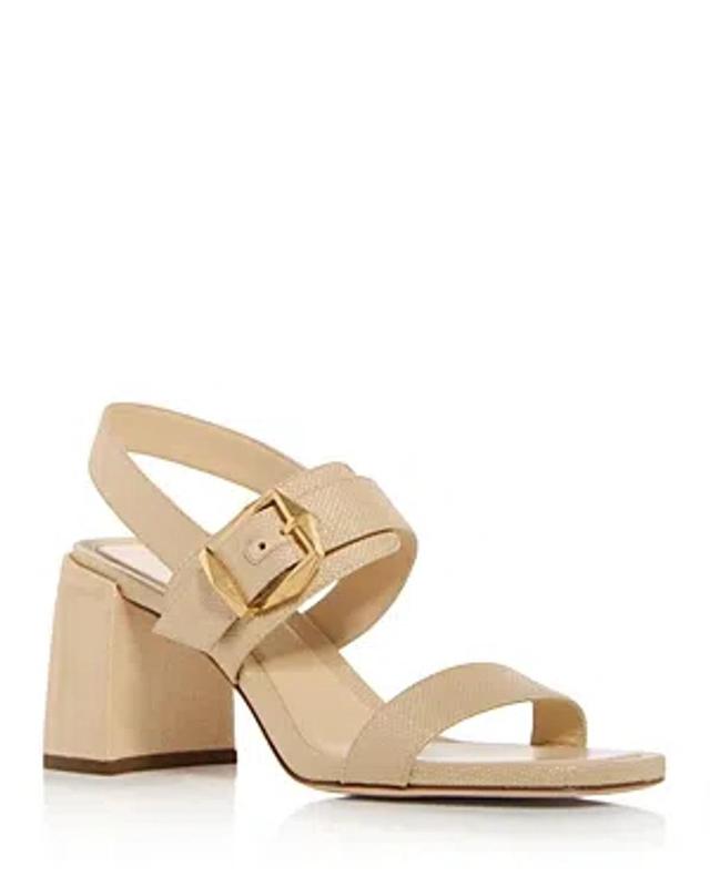 JIMMY CHOO Hawke Leather Buckle Slingback Sandals In Natural/gold Product Image