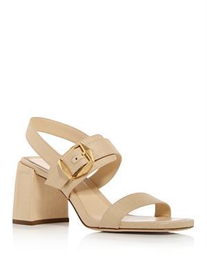 JIMMY CHOO Hawke Leather Buckle Slingback Sandals In Natural/gold Product Image