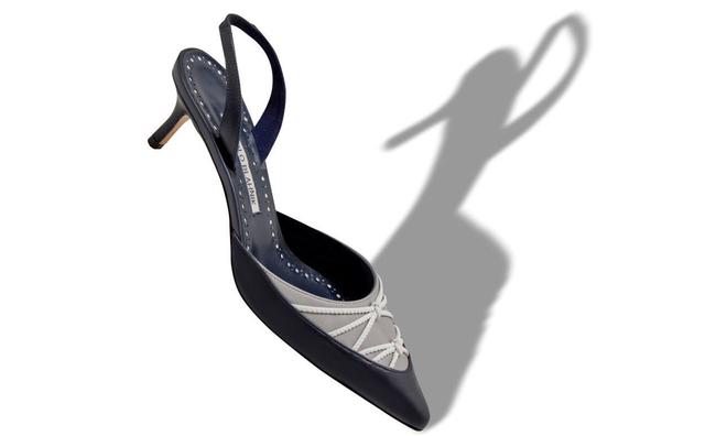 MARETSLI Navy Blue Nappa Leather Slingback Pumps Product Image