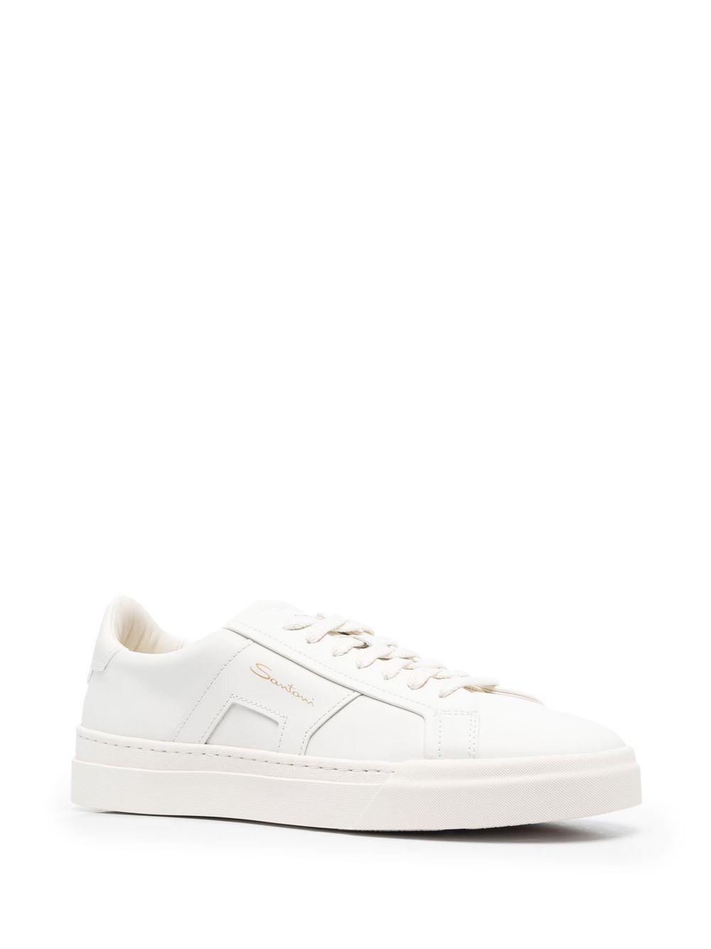 SANTONI Double Buckle Low-top Sneakers In Bianco Product Image