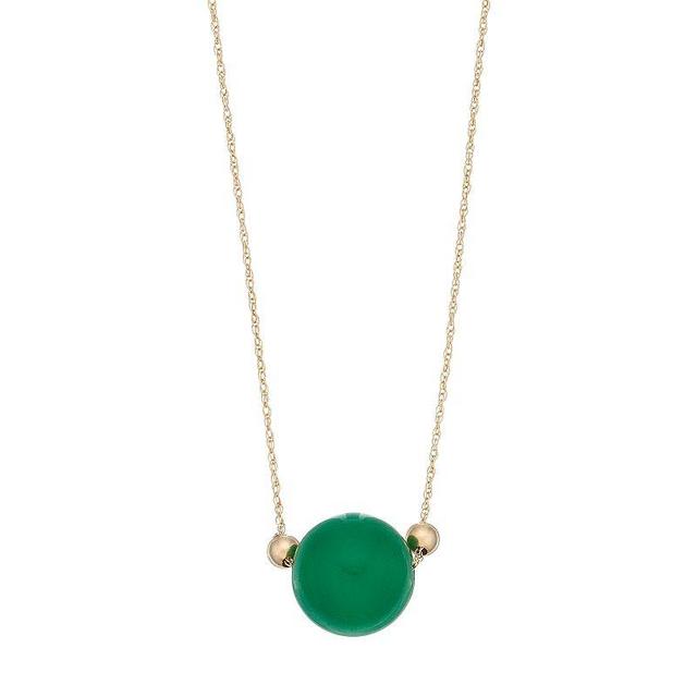 14k Gold Jade Bead Necklace, Womens Product Image