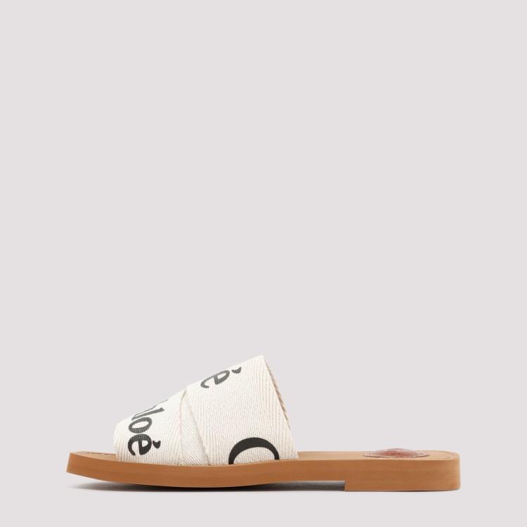 Woody Linen Flat Sandals In White Product Image