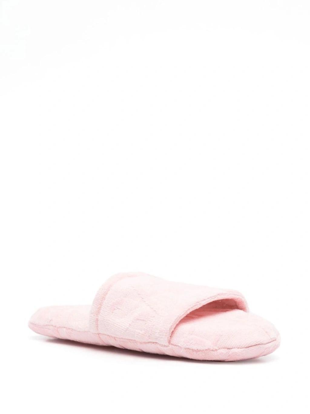 VERSACE Terry Cotton Logo-print Slippers In Pink Product Image