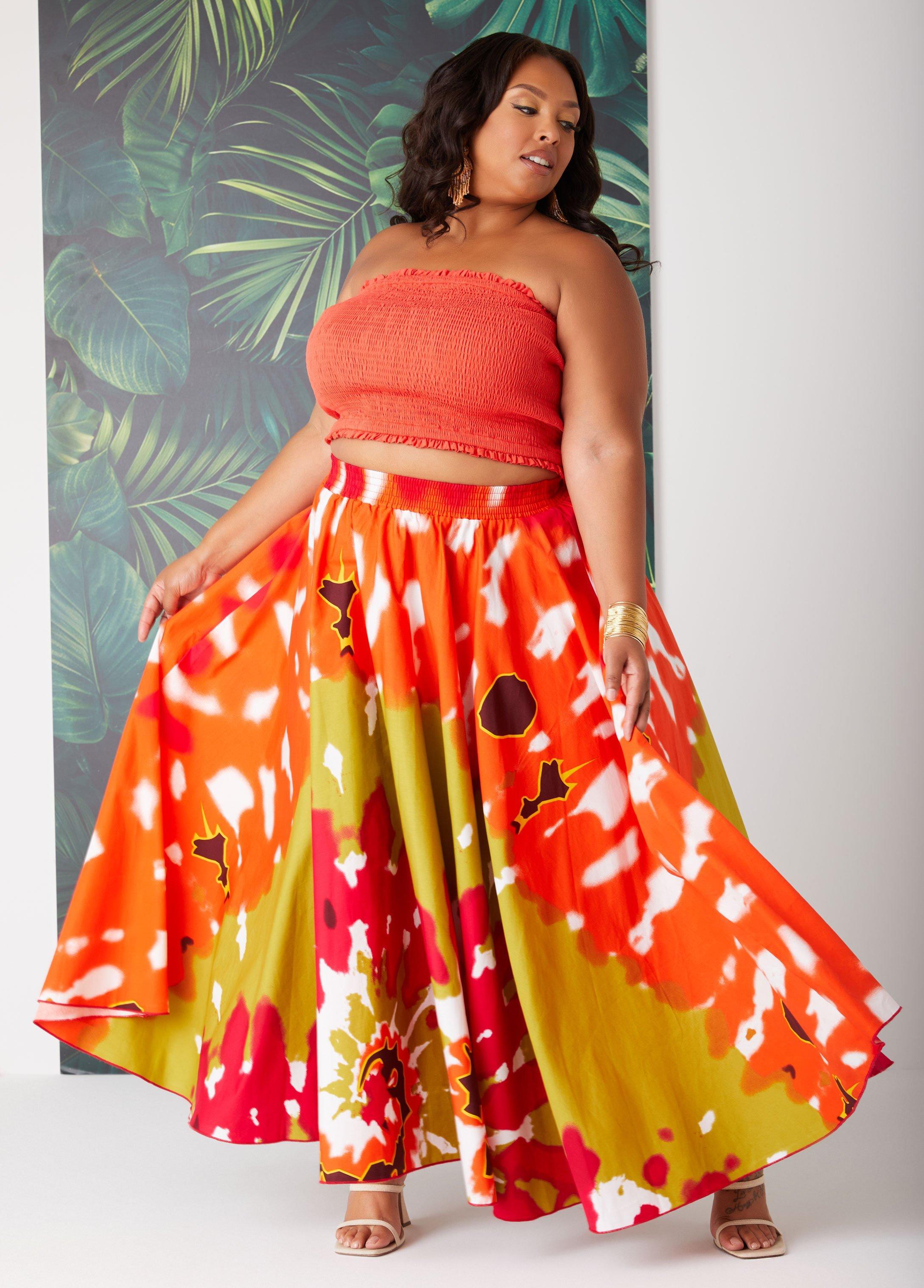 Tie Dyed Cotton Blend Maxi Skirt Product Image