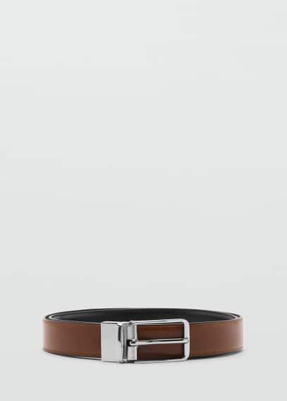 MANGO MAN - Leather reversible belt blackMen Product Image