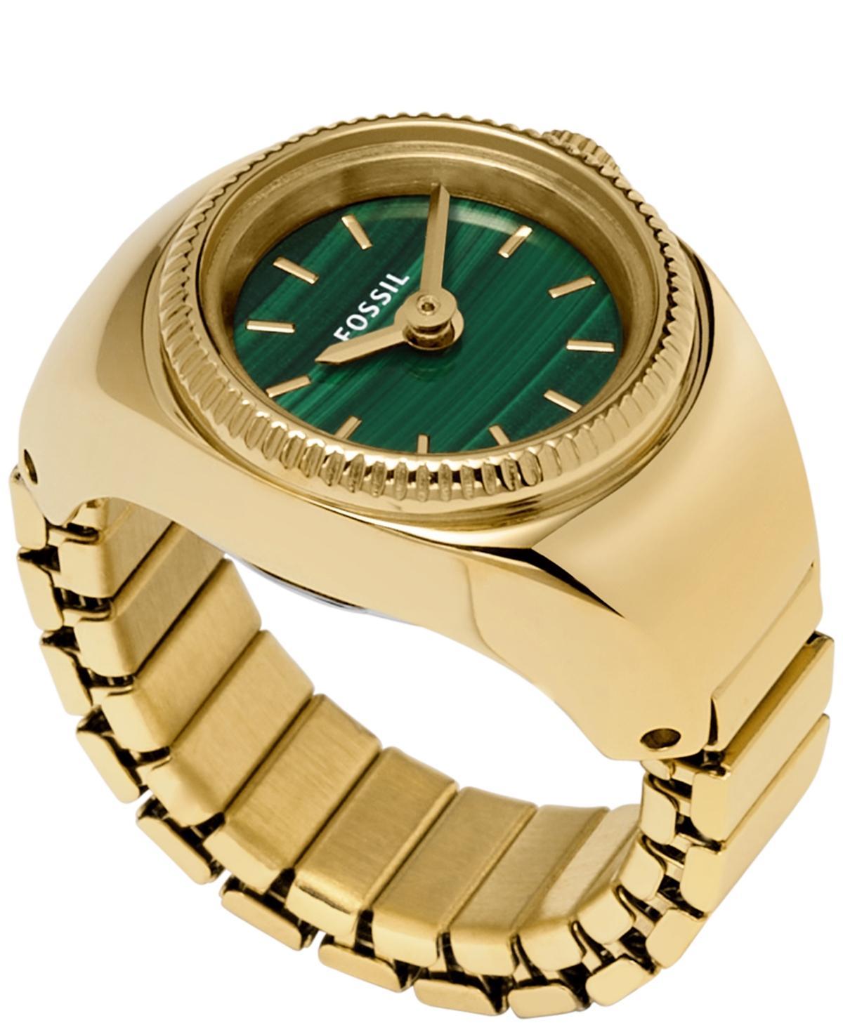 Fossil Womens Two-Hand Gold-Tone Stainless Steel Ring Watch Product Image