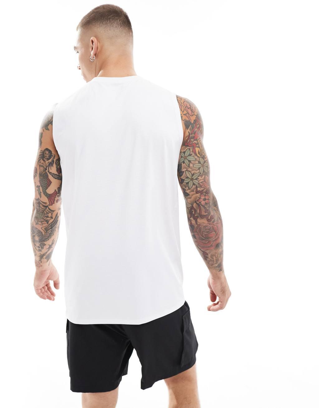 ASOS 4505 Icon training sleeveless tank with quick dry in white Product Image