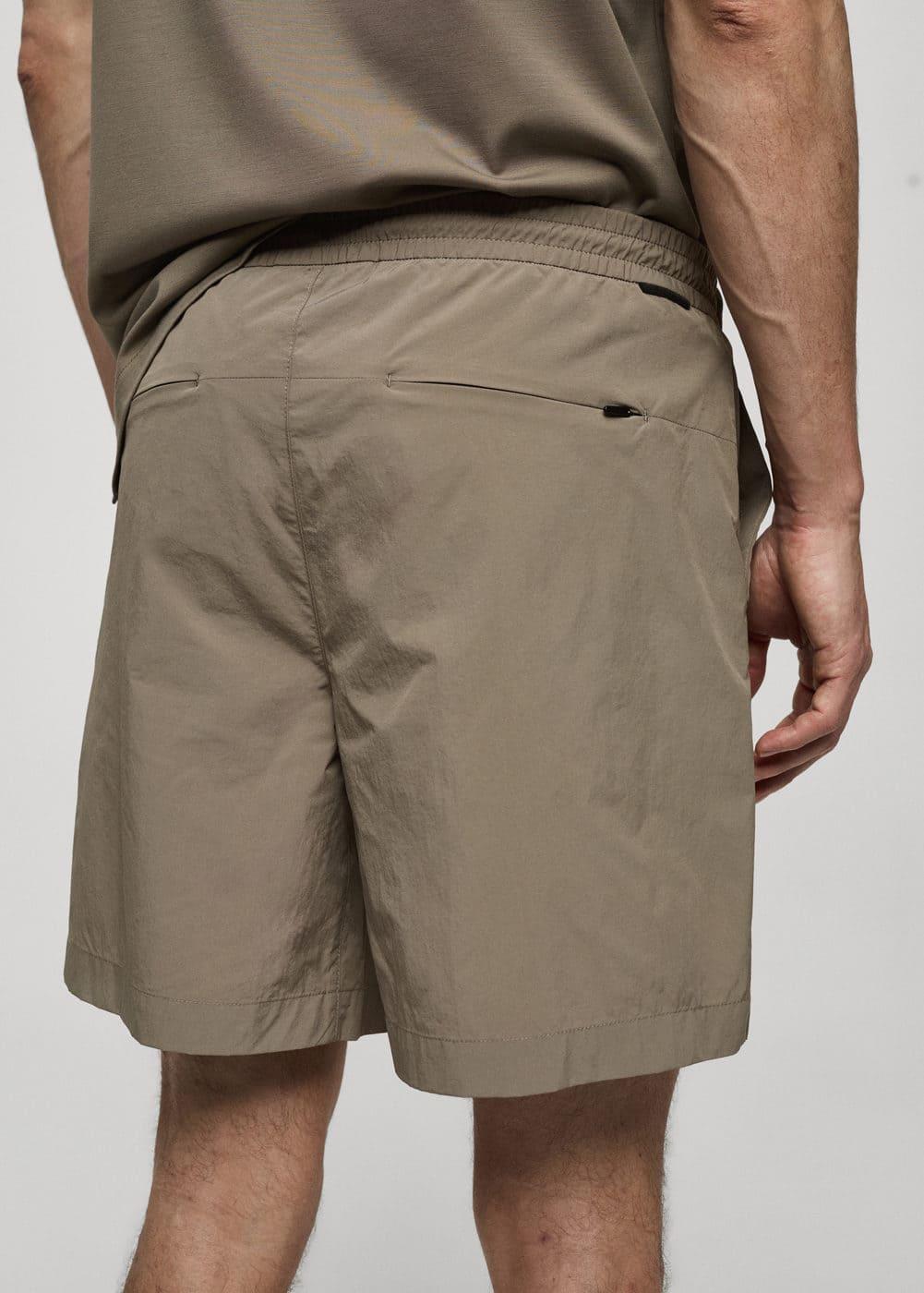 MANGO MAN - Water repellent drawstring Bermuda shorts khakiMen Product Image