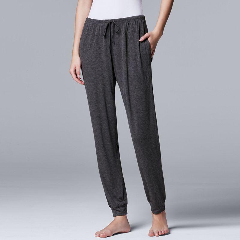 Womens Simply Vera Vera Wang Basic Luxury Banded Bottom Pajama Pants Grey Gray Product Image