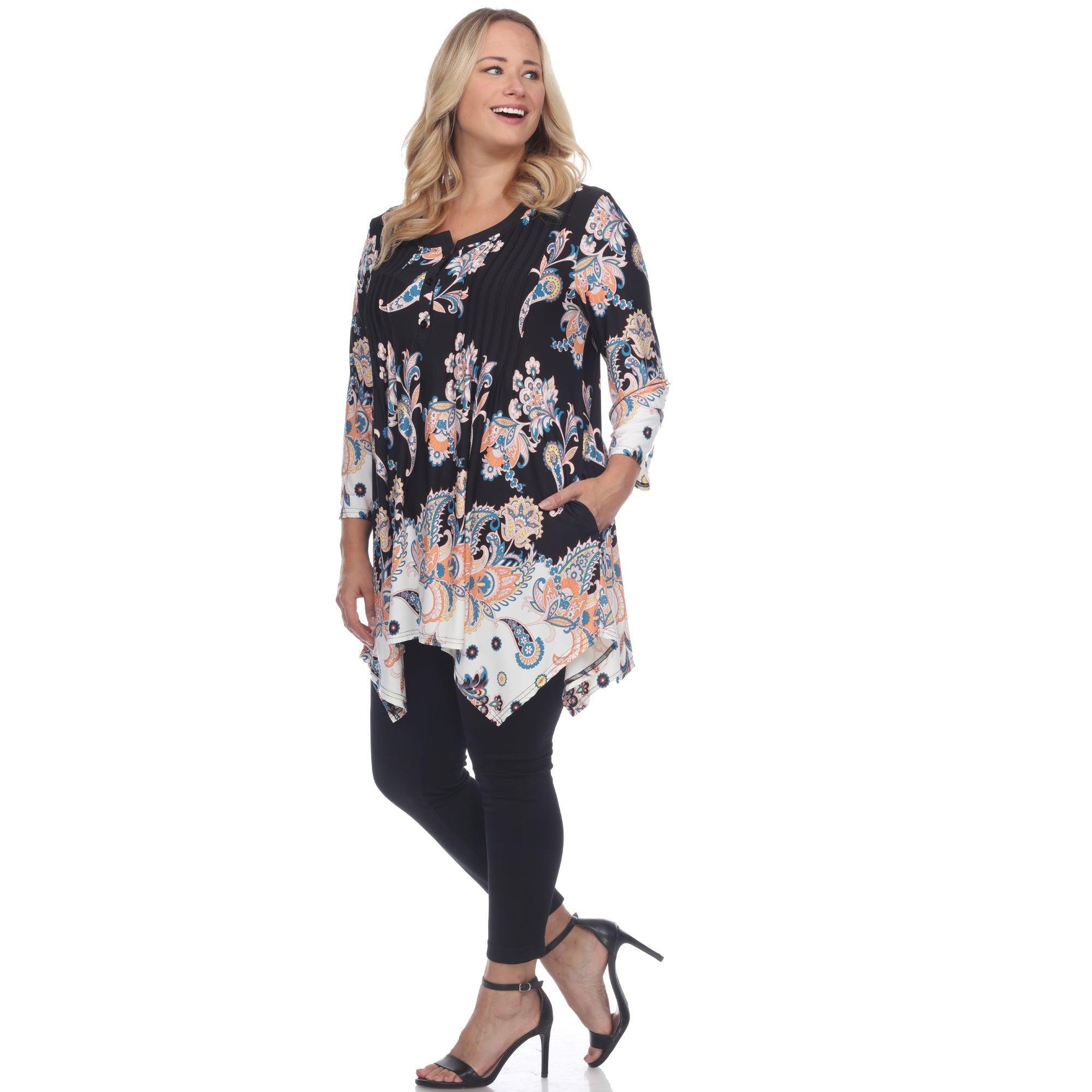 Paisley Scoop Neck Tunic Top with Pockets - Plus Product Image