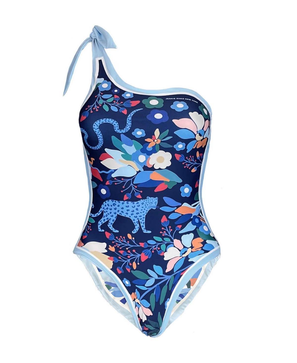 Jessie Zhao New York Day/Night Zoo Reversible One-Shoulder One-Piece Swimsuit Product Image