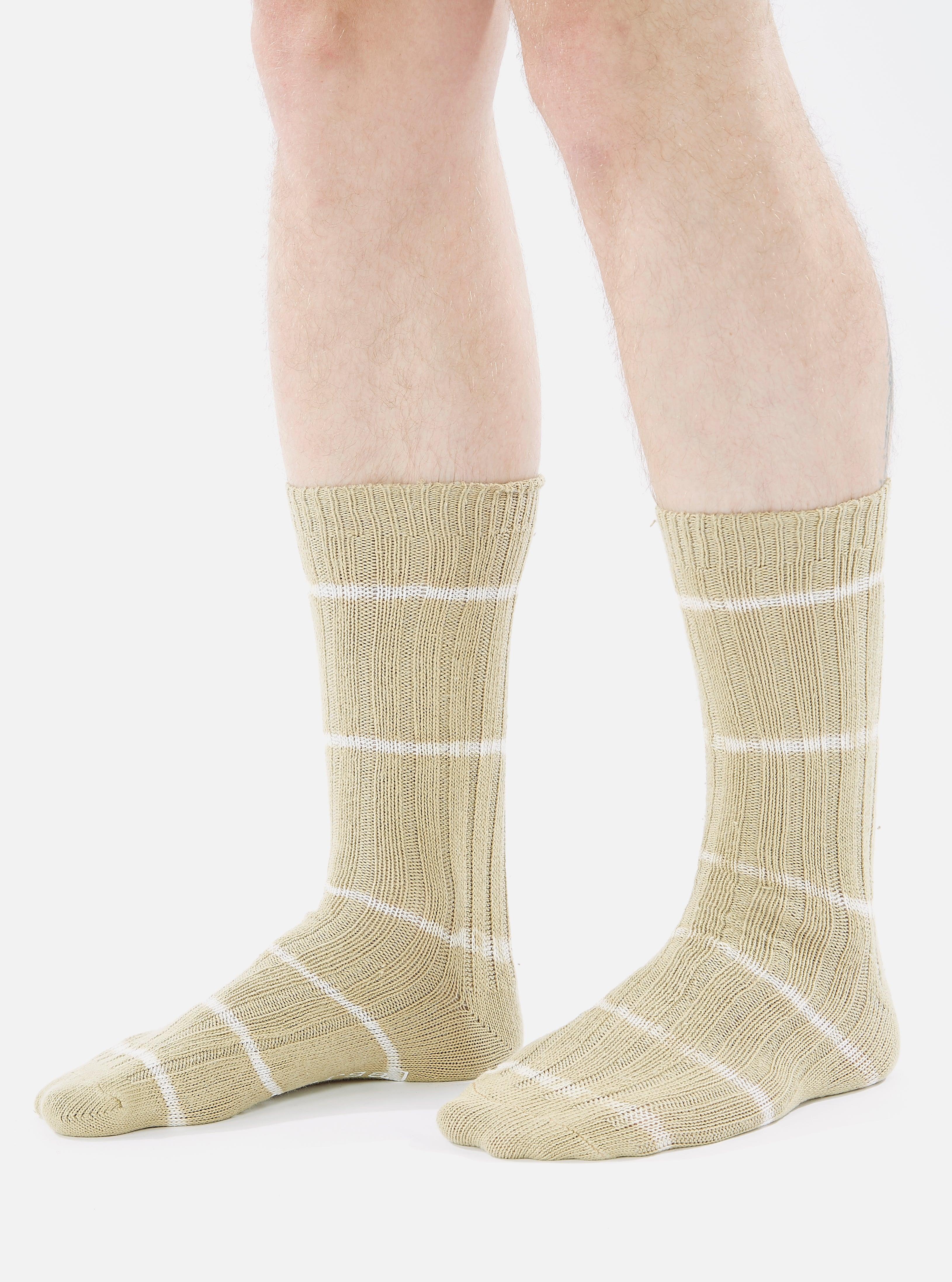 Universal Works Slub Sock in Dark Sand Tie Dye Knit Product Image