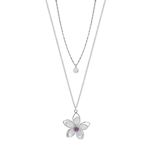 LC Lauren Conrad Crystal Double-Row Flower Pendant Necklace, Womens, Purple Product Image