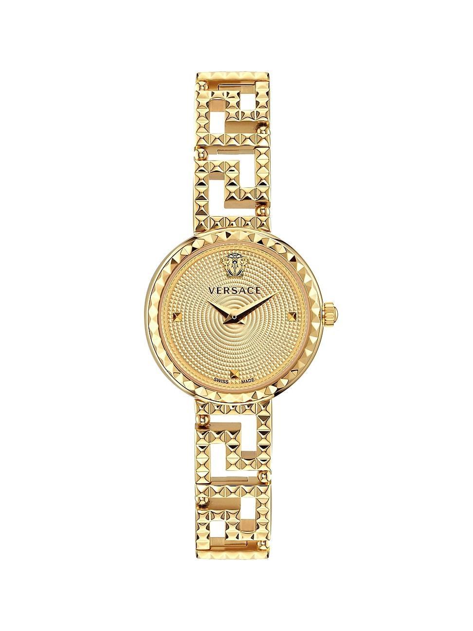 Mens Greca Goddess IP Yellow Gold Stainless Steel Bracelet Watch/28MM Product Image