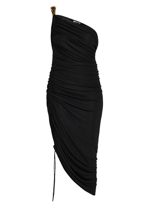 Womens Ruched One-Shoulder Midi-Dress Product Image