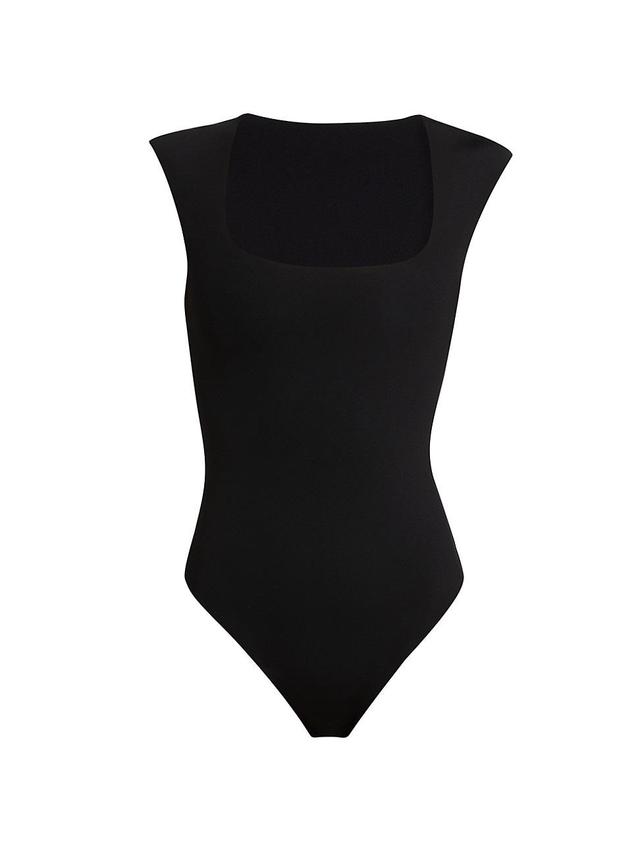 Womens Neoprene Cap-Sleeve Bodysuit Product Image