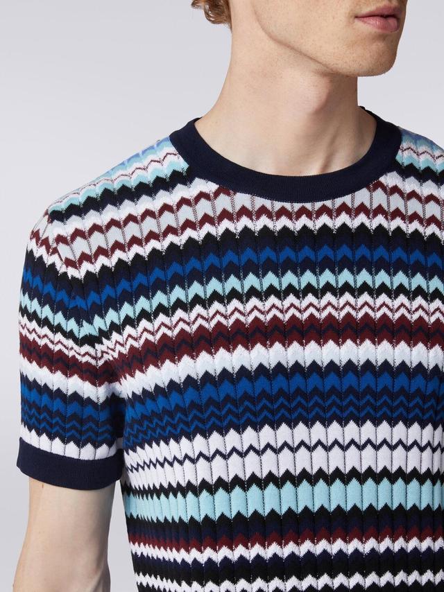 T-shirt in ribbed zigzag cotton knit Multicoloured | Missoni Product Image