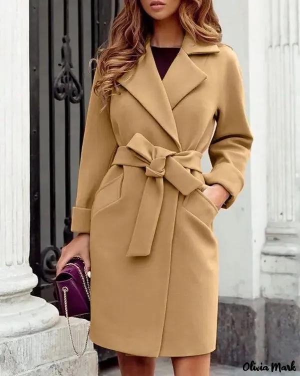 Olivia Mark – Belted coat with long sleeve pocket Product Image