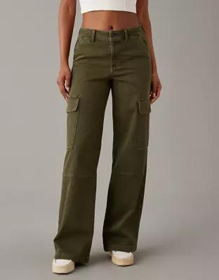 AE Dreamy Drape Stretch Cargo Super High-Waisted Baggy Wide-Leg Pant Product Image