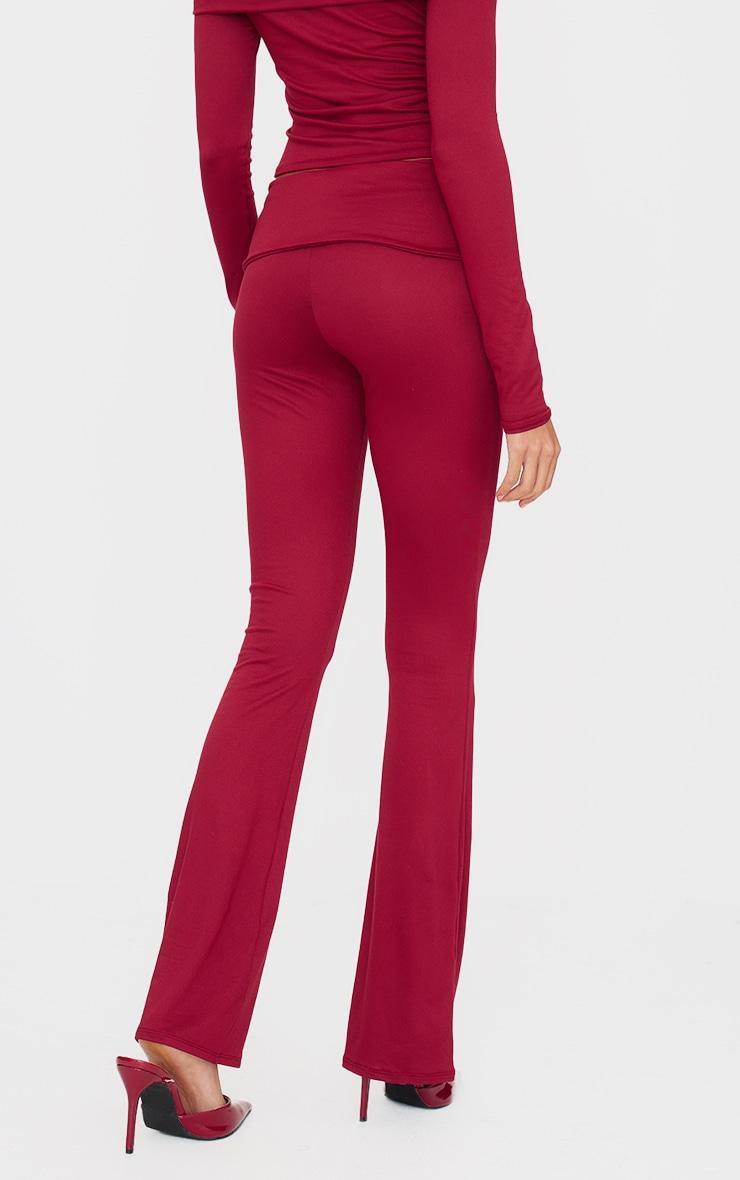 Burgundy Soft Touch Fold Over Skinny Flares Product Image