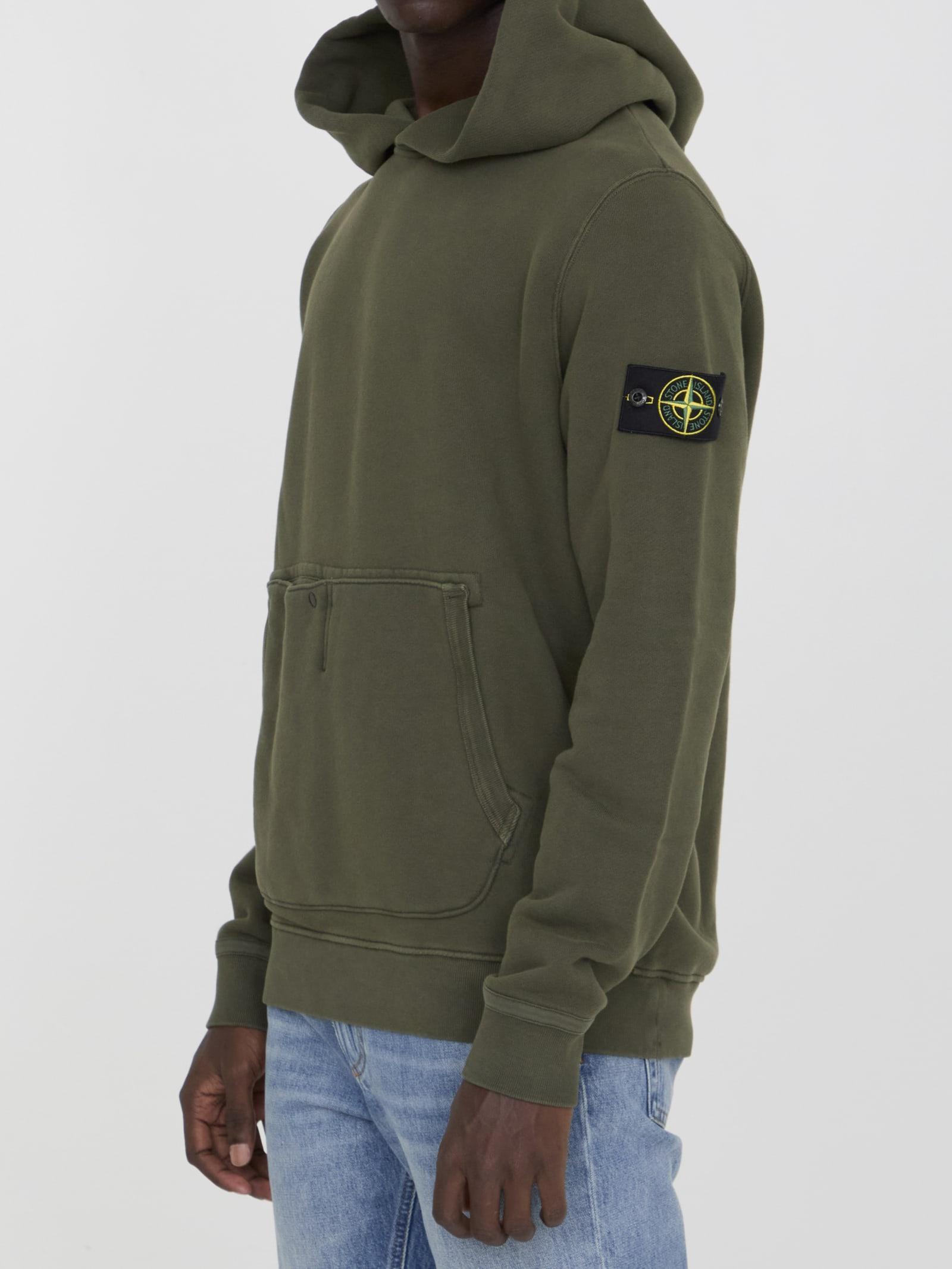 STONE ISLAND Cotton Hoodie In Green Product Image