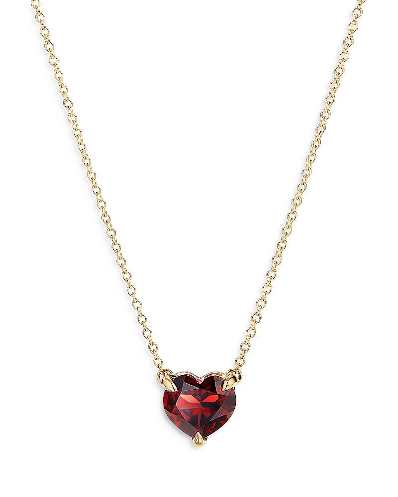 Womens Chatelaine Heart Pendant Necklace in 18K Yellow Gold with Garnet Product Image