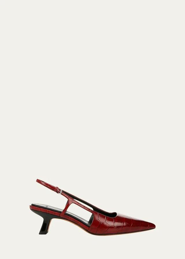 Bianca Croco Kitten Slingback Pumps In Red Currant Product Image