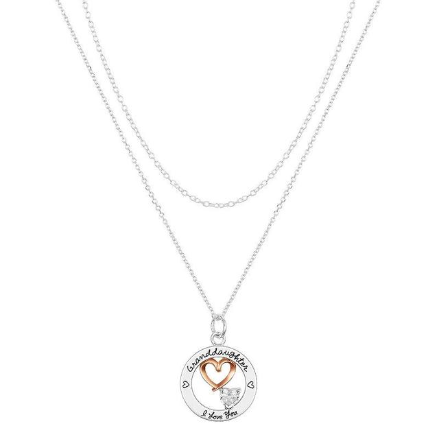 Timeless Sterling Silver 14K Rose Gold Plated Sterling Silver Cubic Zirconia Heart Today Tomorrow Forever Granddaughter I Love You Pendant Necklace, Womens Two Tone Product Image