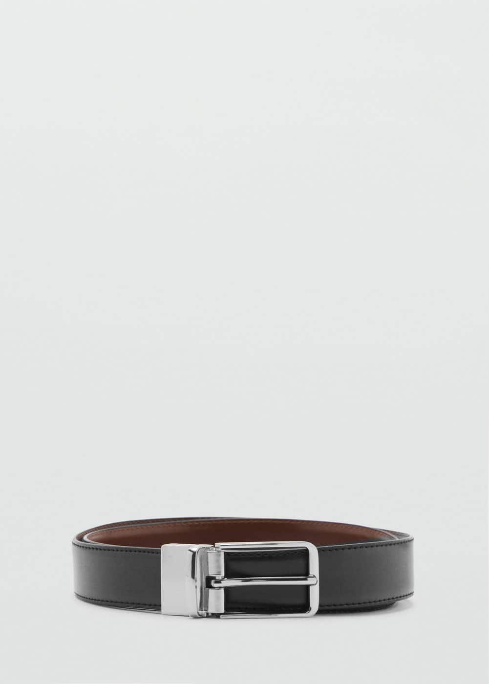 MANGO MAN - Leather reversible belt blackMen Product Image