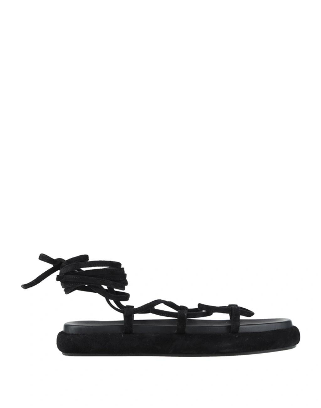 KHAITE Alba Leather-trimmed Suede Sandals In Color:  Black Product Image