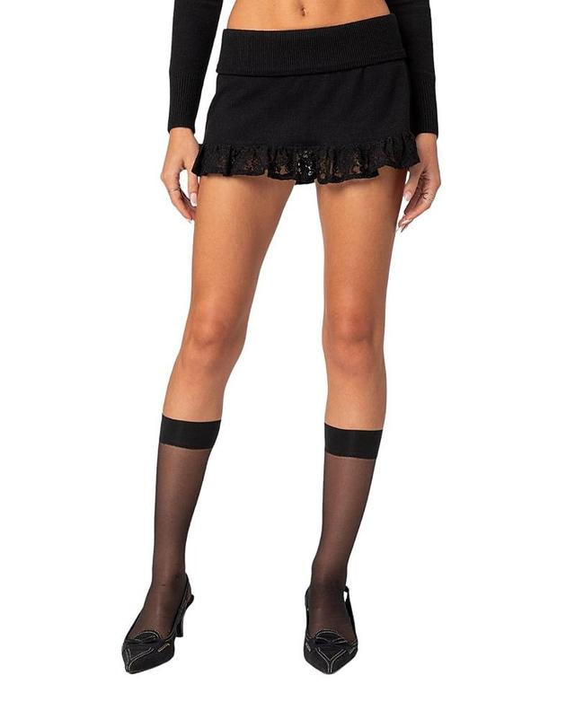 EDIKTED Lace Ruffle Trim Miniskirt Product Image