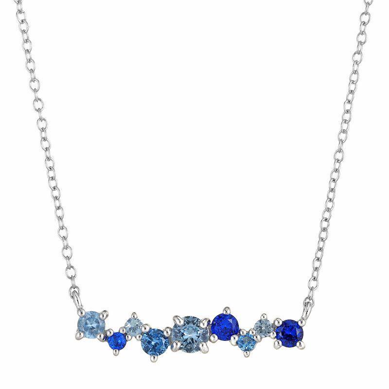 Gemminded Sterling Silver Lab-Created Aquamarine & Lab-Created Spinel Cluster Necklace, Womens Product Image