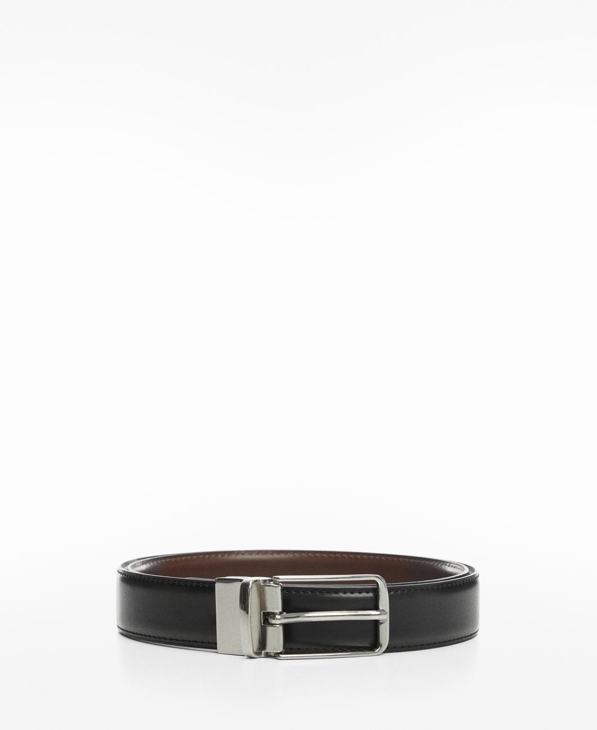 MANGO MAN - Leather reversible belt blackMen Product Image