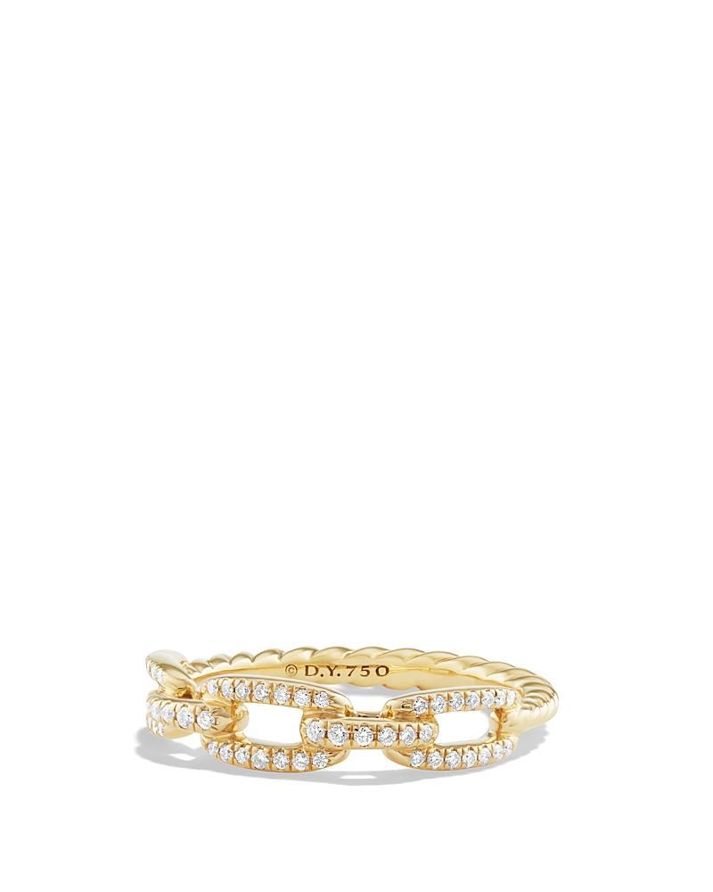 Womens Stax Chain Link Ring in 18K Yellow Gold with Pav Diamonds Product Image