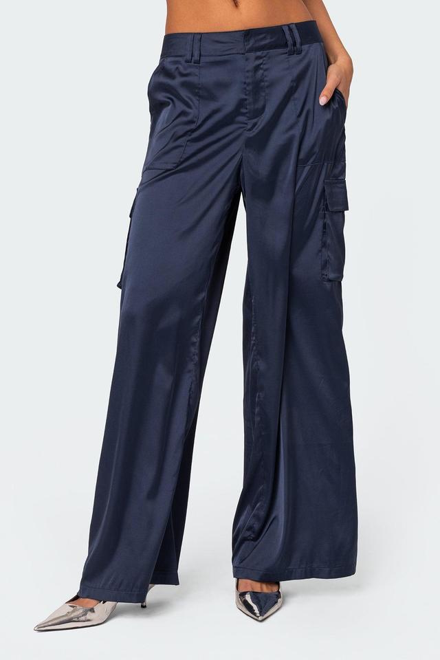 Edikted Women's Kelsey Satin Trousers in B/W/T/B/N/G/O/R - Product Image