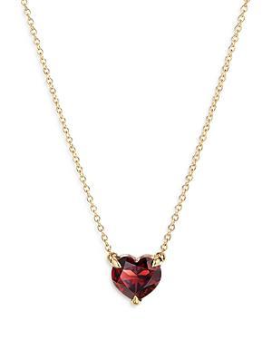 Womens Chatelaine Heart Pendant Necklace in 18K Yellow Gold with Garnet Product Image