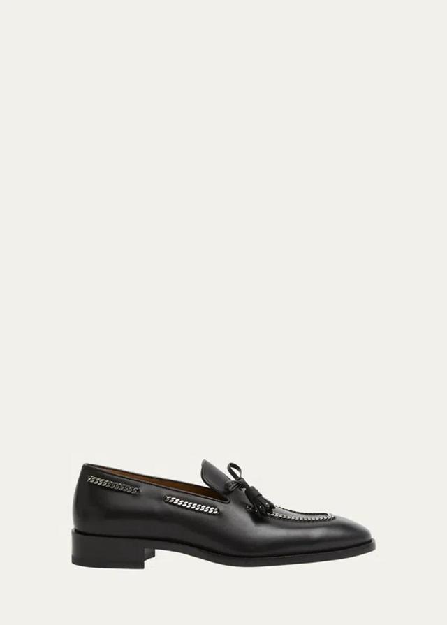 CHRISTIAN LOUBOUTIN Men's Cortochain Leather Tassel Loafers In Black Product Image