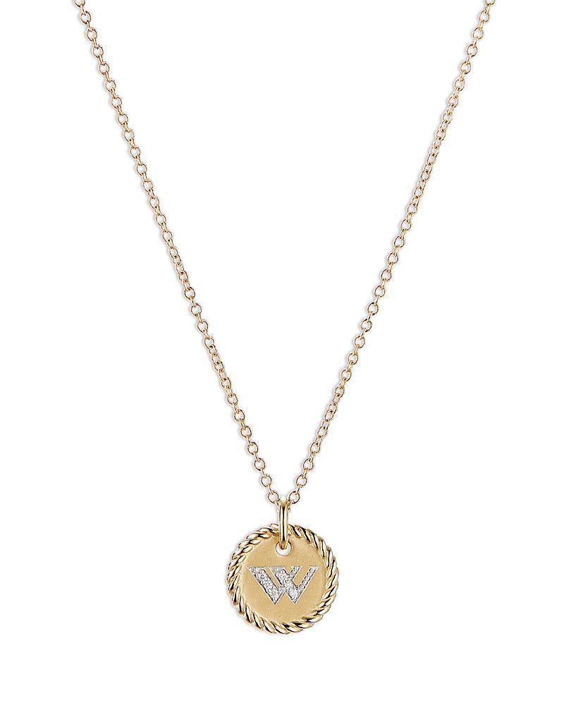 Womens Initial Charm Necklace in 18K Yellow Gold with Pav Diamonds Product Image