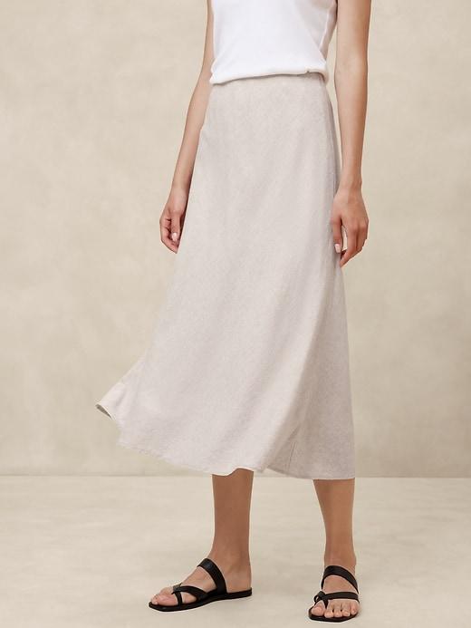 Linen-Blend Midi Slip Skirt Product Image