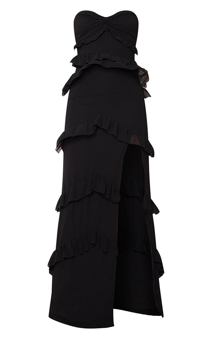 Black Twist Bandeau Tiered Maxi Dress Product Image