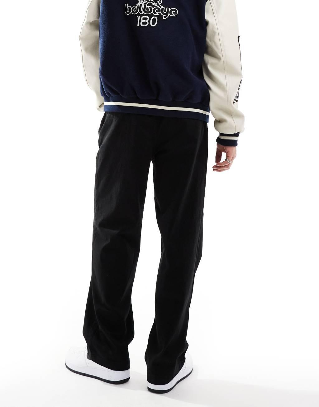 ADPT wide fit drawstring chino in black  Product Image